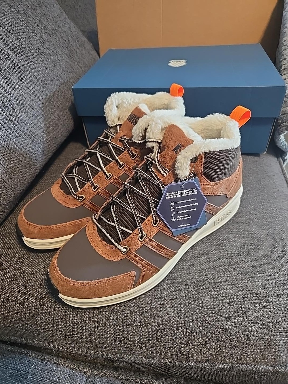 K-Swiss Vista Trainer Mid WNT Men’s 10 Brown Winter Sneakers Boots NWT Box